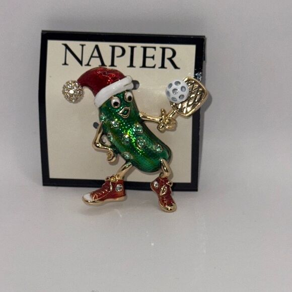 Napier Christmas Pickle  Ball Brooch - Picture 1 of 4